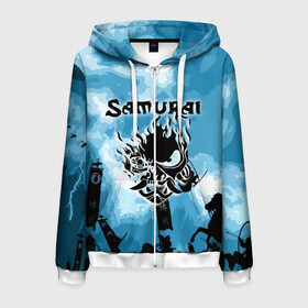 Мужская толстовка 3D на молнии с принтом SAMURAI KING 2077 в городе Новоалтайск, 100% полиэстер | длина до линии бедра, манжеты и пояс оформлены мягкой тканевой резинкой, двухслойный капюшон со шнурком для регулировки, спереди молния, по бокам два кармана | 2077 | cd projekt red | cyberpunk | cyberpunk 2077 | game | samurai | арт | будущее | видеоигра | игра | киберпанк | киберпанк 2077 | киборг | киборги