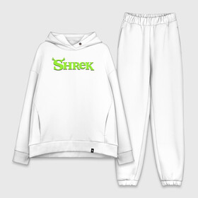 Женский костюм хлопок Oversize с принтом Shrek | Logo (Z) в городе Новоалтайск,  |  | dreamworks | logo | shrek | зелёный огр | мульт | мультфильм | приключения