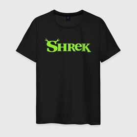 Мужская футболка хлопок с принтом Shrek | Logo (Z) в городе Новоалтайск, 100% хлопок | прямой крой, круглый вырез горловины, длина до линии бедер, слегка спущенное плечо. | dreamworks | logo | shrek | зелёный огр | мульт | мультфильм | приключения