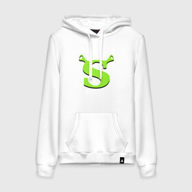 Женская толстовка с принтом Shrek Logo (+спина) (Z) в городе Новоалтайск, френч-терри, мягкий теплый начес внутри (100% хлопок) | карман-кенгуру, эластичные манжеты и нижняя кромка, капюшон с подкладом и шнурком | dreamworks | shrek | зелёный огр | мульт | мультфильм | приключения