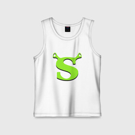 Детская майка хлопок с принтом Shrek Logo (+спина) (Z) в городе Новоалтайск,  |  | dreamworks | shrek | зелёный огр | мульт | мультфильм | приключения