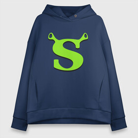 Женское худи Oversize хлопок с принтом Shrek Logo (+спина) (Z) в городе Новоалтайск, френч-терри — 70% хлопок, 30% полиэстер. Мягкий теплый начес внутри —100% хлопок | боковые карманы, эластичные манжеты и нижняя кромка, капюшон на магнитной кнопке | dreamworks | shrek | зелёный огр | мульт | мультфильм | приключения