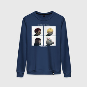 Женский свитшот хлопок с принтом Kimetsu no Yaiba Demon Days в городе Новоалтайск, 100% хлопок | прямой крой, круглый вырез, на манжетах и по низу широкая трикотажная резинка  | demon slayer | kamado | kimetsu no yaiba | nezuko | tanjiro | аниме | гию томиока | зеницу агацума | иноске хашибира | камадо | клинок | корзинная девочка | манга | музан кибуцуджи | незуко | рассекающий демонов | танджиро