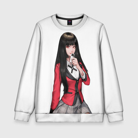 Детский свитшот 3D с принтом Jabami Yumeko (Kakegurui) в городе Новоалтайск, 100% полиэстер | свободная посадка, прямой крой, мягкая тканевая резинка на рукавах и понизу свитшота | Тематика изображения на принте: ahegao | girl | girls | jabami | japan | kakegurui | senpai | waifu | yumeko | азарт | аниме | ахегао | безумный | вайфу | девушка | джабами | игра | карта | карты | манга | семпай | сенпай | тян | тяночка | юмэко | япония