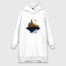 Платье-худи хлопок с принтом Abstract Geometry Shark Island в городе Новоалтайск,  |  | art | fish | geometric print | minimal | minimalism | minimalist | mountains | абстрактный принт | абстрактный рисунок | абстракция | акула | акулий остров | акулы | арт | геометрический принт | геометрический рисунок | горы