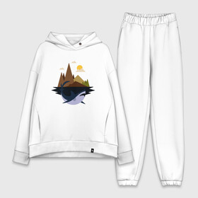 Женский костюм хлопок Oversize с принтом Abstract Geometry Shark Island в городе Новоалтайск,  |  | art | fish | geometric print | minimal | minimalism | minimalist | mountains | абстрактный принт | абстрактный рисунок | абстракция | акула | акулий остров | акулы | арт | геометрический принт | геометрический рисунок | горы