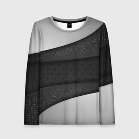 Женский лонгслив 3D с принтом 3D luxury style silver black в городе Новоалтайск, 100% полиэстер | длинные рукава, круглый вырез горловины, полуприлегающий силуэт | luxury | versace | vip | абстракция | версаче | вип | паттерн | роскошь | текстуры