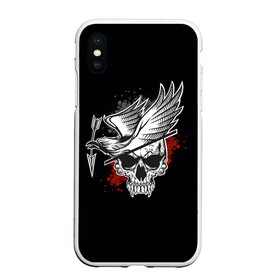Чехол для iPhone XS Max матовый с принтом Череп с птицей со стрелой в городе Новоалтайск, Силикон | Область печати: задняя сторона чехла, без боковых панелей | птица | стрела | ужасы | хоррор | череп | ястреб