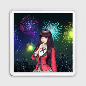 Магнит 55*55 с принтом Anime Girl в городе Новоалтайск, Пластик | Размер: 65*65 мм; Размер печати: 55*55 мм | Тематика изображения на принте: kakegurui | аниме | арт | безумный азарт | графика