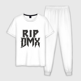 Мужская пижама хлопок с принтом RIP DMX в городе Новоалтайск, 100% хлопок | брюки и футболка прямого кроя, без карманов, на брюках мягкая резинка на поясе и по низу штанин
 | dmx | dog | earl simmons | hip hop | music | new york | rap | rapper | rip | ruff ryders | диэмикс | музыка | нью йорк | пёс | рэп | рэпер | хипхоп | эрл симмонс
