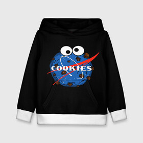 Детская толстовка 3D с принтом Cookies в городе Новоалтайск, 100% полиэстер | двухслойный капюшон со шнурком для регулировки, мягкие манжеты на рукавах и по низу толстовки, спереди карман-кенгуру с мягким внутренним слоем | cookies | nasa | астронавт | астрономия | глазки | земля | космос | наса | печенье | печеньки | планета | смайл | спутник