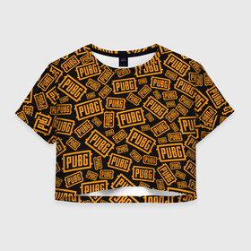 Женская футболка Crop-top 3D с принтом PUBG ПАБГ УЗОР в городе Новоалтайск, 100% полиэстер | круглая горловина, длина футболки до линии талии, рукава с отворотами | games | logo. | pattern | playerunknowns battlegrounds | pubg | pubg lite | pubg mobile | pubg new state | игра | королевская битва | пабг | пабг мобайл | пубг | стрелялка | узор