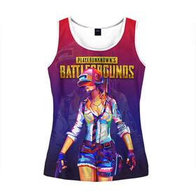 Женская майка 3D с принтом PUBG GIRL ПАБГ ДЕВУШКА в городе Новоалтайск, 100% полиэстер | круглая горловина, прямой силуэт, длина до линии бедра | games. | girl | neon | playerunknowns battlegrounds | pubg | pubg lite | pubg mobile | девушка | игра | королевская битва | пабг | пабг мобайл | пубг | стрелялка