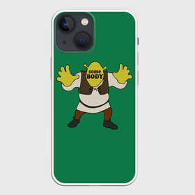 Чехол для iPhone 13 mini с принтом Shrek. Somebody в городе Новоалтайск,  |  | Тематика изображения на принте: donkey | fiona | gonna | is | life | love | me | once | roll | shrek | somebody | the | told | world | артур | в | гарольд | дракон | жизнь | кот | лорд | любовь | мем | мерлин | огр | осел | пиноккио | пряник | сапогах | фаркуад | фиона | чарм