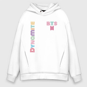 Мужское худи Oversize хлопок с принтом Dynamite BTS БТС логотип в городе Новоалтайск, френч-терри — 70% хлопок, 30% полиэстер. Мягкий теплый начес внутри —100% хлопок | боковые карманы, эластичные манжеты и нижняя кромка, капюшон на магнитной кнопке | bangtan | bts | dynamite | бангтан | белая | бтс | логотип | черная