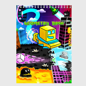 Скетчбук с принтом Geometry Dash в городе Новоалтайск, 100% бумага
 | 48 листов, плотность листов — 100 г/м2, плотность картонной обложки — 250 г/м2. Листы скреплены сверху удобной пружинной спиралью | 2dgame | dash | geometry | geometrydash | геометридаш