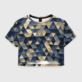 Женская футболка Crop-top 3D с принтом MOZZY в городе Новоалтайск, 100% полиэстер | круглая горловина, длина футболки до линии талии, рукава с отворотами | abstract | абстракция | геометрия | мозаика | треугольники
