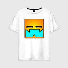 Женская футболка хлопок Oversize с принтом Geometry Dash RobTop (Z) в городе Новоалтайск, 100% хлопок | свободный крой, круглый ворот, спущенный рукав, длина до линии бедер
 | 2d | arcade | game | geometry dash | meltdown | robtop | аркада | геометрический тире | раннер