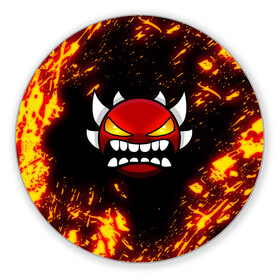Коврик для мышки круглый с принтом Geometry Dash Demon (Z) в городе Новоалтайск, резина и полиэстер | круглая форма, изображение наносится на всю лицевую часть | Тематика изображения на принте: 2d | arcade | game | geometry dash | meltdown | robtop | аркада | геометрический тире | раннер