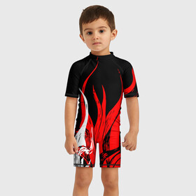 Детский купальный костюм 3D с принтом Incinerator в городе Новоалтайск, Полиэстер 85%, Спандекс 15% | застежка на молнии на спине | fire | линии | огонь | пламя | текстура