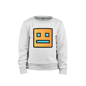 Детский свитшот хлопок с принтом Geometry Dash в городе Новоалтайск, 100% хлопок | круглый вырез горловины, эластичные манжеты, пояс и воротник | 2d | dash | demon | demons | devil | game | games | geometry | pixel | pixels | skull | smile | геометрия | демон | дьявол | игра | пикслели | платформер | смайл | смайлик | улыбка | череп