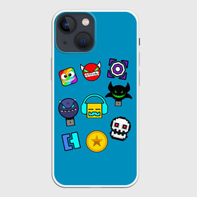 Чехол для iPhone 13 mini с принтом Geometry Dash Icons в городе Новоалтайск,  |  | 2d | dash | demon | demons | devil | game | games | geometry | pixel | pixels | skull | smile | геометрия | демон | дьявол | игра | пикслели | платформер | смайл | смайлик | улыбка | череп