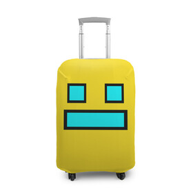Чехол для чемодана 3D с принтом Geometry Dash Smile в городе Новоалтайск, 86% полиэфир, 14% спандекс | двустороннее нанесение принта, прорези для ручек и колес | 2d | dash | demon | demons | devil | game | games | geometry | pixel | pixels | skull | smile | геометрия | демон | дьявол | игра | пикслели | платформер | смайл | смайлик | улыбка | череп
