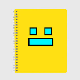 Тетрадь с принтом Geometry Dash Smile в городе Новоалтайск, 100% бумага | 48 листов, плотность листов — 60 г/м2, плотность картонной обложки — 250 г/м2. Листы скреплены сбоку удобной пружинной спиралью. Уголки страниц и обложки скругленные. Цвет линий — светло-серый
 | 2d | dash | demon | demons | devil | game | games | geometry | pixel | pixels | skull | smile | геометрия | демон | дьявол | игра | пикслели | платформер | смайл | смайлик | улыбка | череп