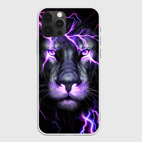 Чехол для iPhone 12 Pro Max с принтом НЕОНОВЫЙ ЛЕВ  NEON LION в городе Новоалтайск, Силикон |  | Тематика изображения на принте: lion | neon | голова | гроза | дикая кошка | животные | кот | кошка | лев | молния | неон | тигр | хищник