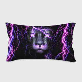 Подушка 3D антистресс с принтом НЕОНОВЫЙ ЛЕВ  NEON LION в городе Новоалтайск, наволочка — 100% полиэстер, наполнитель — вспененный полистирол | состоит из подушки и наволочки на молнии | lion | neon | голова | гроза | дикая кошка | животные | кот | кошка | лев | молния | неон | тигр | хищник
