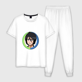 Мужская пижама хлопок с принтом Rukia Kuchiki Bleach в городе Новоалтайск, 100% хлопок | брюки и футболка прямого кроя, без карманов, на брюках мягкая резинка на поясе и по низу штанин
 | Тематика изображения на принте: anime | bleach | hero | ichigo kurosaki | manga | rukia kuchiki | блич | герой | ичиго куросаки | рукия