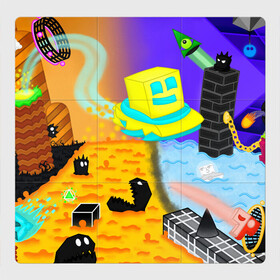 Магнитный плакат 3Х3 с принтом Geometry Dash | RobTop (Z) в городе Новоалтайск, Полимерный материал с магнитным слоем | 9 деталей размером 9*9 см | 2d | arcade | game | geometry dash | meltdown | robtop | аркада | геометрический тире | раннер