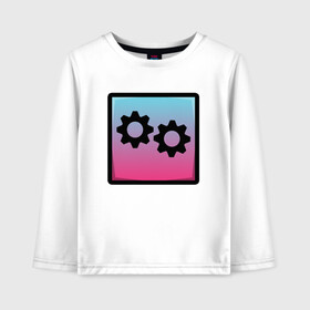 Детский лонгслив хлопок с принтом Geometry Dash | Gear (Z) в городе Новоалтайск, 100% хлопок | круглый вырез горловины, полуприлегающий силуэт, длина до линии бедер | 2d | arcade | game | geometry dash | meltdown | robtop | аркада | геометрический тире | раннер
