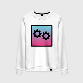 Женский свитшот хлопок с принтом Geometry Dash | Gear (Z) в городе Новоалтайск, 100% хлопок | прямой крой, круглый вырез, на манжетах и по низу широкая трикотажная резинка  | 2d | arcade | game | geometry dash | meltdown | robtop | аркада | геометрический тире | раннер