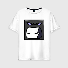Женская футболка хлопок Oversize с принтом Geometry Dash | Muzzle (Z) в городе Новоалтайск, 100% хлопок | свободный крой, круглый ворот, спущенный рукав, длина до линии бедер
 | 2d | arcade | game | geometry dash | meltdown | robtop | аркада | геометрический тире | раннер
