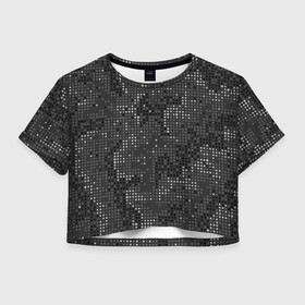 Женская футболка Crop-top 3D с принтом КАМУФЛЯЖ В ЧЕРНУЮ ТОЧКУ в городе Новоалтайск, 100% полиэстер | круглая горловина, длина футболки до линии талии, рукава с отворотами | 9 мая | военный камуфляж | день победы | камуфляж | камуфляж в точку | камуфляж в черную точку | камуфляж россия черный | камуфляж точки | камуфляж черно белый | камуфляж черный россия | победа