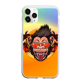 Чехол для iPhone 11 Pro Max матовый с принтом Веселая обезьяна в очках в городе Новоалтайск, Силикон |  | закат | лето | обезьяна | очки | пальмы | побережье