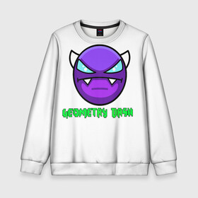 Детский свитшот 3D с принтом Geometry Dash в городе Новоалтайск, 100% полиэстер | свободная посадка, прямой крой, мягкая тканевая резинка на рукавах и понизу свитшота | Тематика изображения на принте: demon | geometry dash | джеометри даш | игры | кубики | надписи