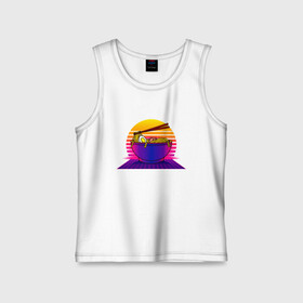 Детская майка хлопок с принтом Vintage retrowave ramen food в городе Новоалтайск,  |  | Тематика изображения на принте: asian | food | ramen | retro | retrowave | vintage | винтаж | волна | еда | рамен | рамэн | ретро | ретроволна