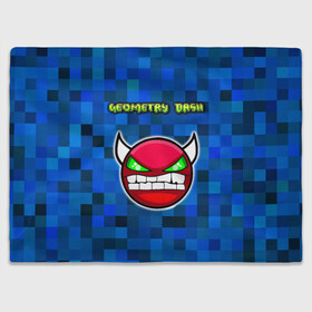 Плед 3D с принтом Geometry Dash в городе Новоалтайск, 100% полиэстер | закругленные углы, все края обработаны. Ткань не мнется и не растягивается | devil | geometry dash | pixel | геометри дэш | геометрический рывок | геометрия даш | демон | игры | логотипы игр | пиксель | смайл | эмоции