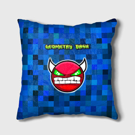 Подушка 3D с принтом Geometry Dash в городе Новоалтайск, наволочка – 100% полиэстер, наполнитель – холлофайбер (легкий наполнитель, не вызывает аллергию). | состоит из подушки и наволочки. Наволочка на молнии, легко снимается для стирки | devil | geometry dash | pixel | геометри дэш | геометрический рывок | геометрия даш | демон | игры | логотипы игр | пиксель | смайл | эмоции