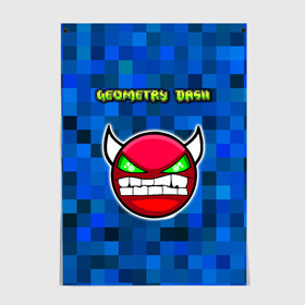 Постер с принтом Geometry Dash в городе Новоалтайск, 100% бумага
 | бумага, плотность 150 мг. Матовая, но за счет высокого коэффициента гладкости имеет небольшой блеск и дает на свету блики, но в отличии от глянцевой бумаги не покрыта лаком | devil | geometry dash | pixel | геометри дэш | геометрический рывок | геометрия даш | демон | игры | логотипы игр | пиксель | смайл | эмоции