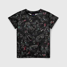 Детская футболка 3D с принтом Волки | Wolwes в городе Новоалтайск, 100% гипоаллергенный полиэфир | прямой крой, круглый вырез горловины, длина до линии бедер, чуть спущенное плечо, ткань немного тянется | Тематика изображения на принте: wolf | wolwes | волк | волки | узор | хищник