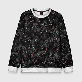 Детский свитшот 3D с принтом Волки | Wolwes в городе Новоалтайск, 100% полиэстер | свободная посадка, прямой крой, мягкая тканевая резинка на рукавах и понизу свитшота | Тематика изображения на принте: wolf | wolwes | волк | волки | узор | хищник