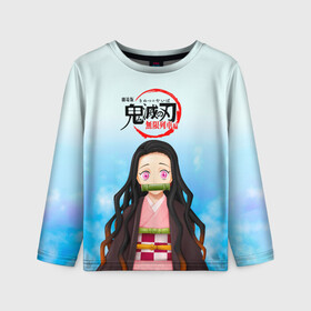 Детский лонгслив 3D с принтом Незуко Камадо Kimetsu no Yaiba в городе Новоалтайск, 100% полиэстер | длинные рукава, круглый вырез горловины, полуприлегающий силуэт
 | demon slayer | kamado | kimetsu no yaiba | nezuko | tanjiro | аниме | гию томиока | зеницу агацума | иноске хашибира | камадо | клинок | корзинная девочка | манга | музан кибуцуджи | незуко | рассекающий демонов | танджиро
