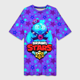 Платье-футболка 3D с принтом Brawl Stars | Blue в городе Новоалтайск,  |  | brawl | bull | colette | colette navigator | colonel ruffs | d4r ry1 | dark lord spike | leon | nani | ruffs ronin | spike | stars | surge | астробулл | астробык | бравл | гавс ронин | генерал гавс | дерил | колетт навигатор | леон | н
