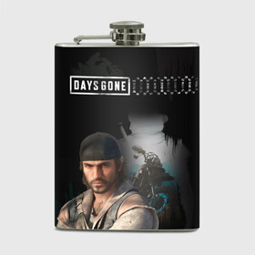 Фляга с принтом Days Gone в городе Новоалтайск, металлический корпус | емкость 0,22 л, размер 125 х 94 мм. Виниловая наклейка запечатывается полностью | Тематика изображения на принте: байкер | бешеные псы | дикон сент джон | жизнь после | зомби | наёмник | пандемия | скиталец | фрик