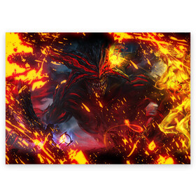 Поздравительная открытка с принтом Path of Exile | Fire Demon (Z) в городе Новоалтайск, 100% бумага | плотность бумаги 280 г/м2, матовая, на обратной стороне линовка и место для марки
 | Тематика изображения на принте: exile | game | path of exile | rpg | берсерк | вождь | дикарь | дуэлянт | игра | покоритель | путь изгнанника | рпг