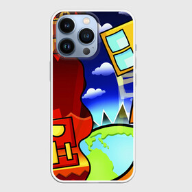 Чехол для iPhone 13 Pro с принтом GEOMETRY DASH   ГЕОМЕТРИ ДАШ в городе Новоалтайск,  |  | Тематика изображения на принте: 2d игра | geometry dash | mobile game | robtop | smile | андроид игра. | геометри даш | добро и зло | инь янь | кубики | кубы | лица | мобильная игра | неон | смайлы