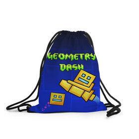 Рюкзак-мешок 3D с принтом GEOMETRY DASH / ГЕОМЕТРИ ДАШ в городе Новоалтайск, 100% полиэстер | плотность ткани — 200 г/м2, размер — 35 х 45 см; лямки — толстые шнурки, застежка на шнуровке, без карманов и подкладки | Тематика изображения на принте: 2d игра | geometry dash | mobile game | robtop | smile | андроид игра | арт | геометри даш | геометрия. | добро и зло | инь янь | кубики | кубы | лица | мобильная игра | неон | смайлы